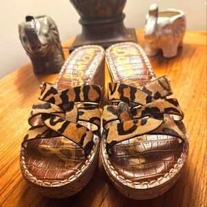 Sam Edelman Leopard Calf Hair Wedges
